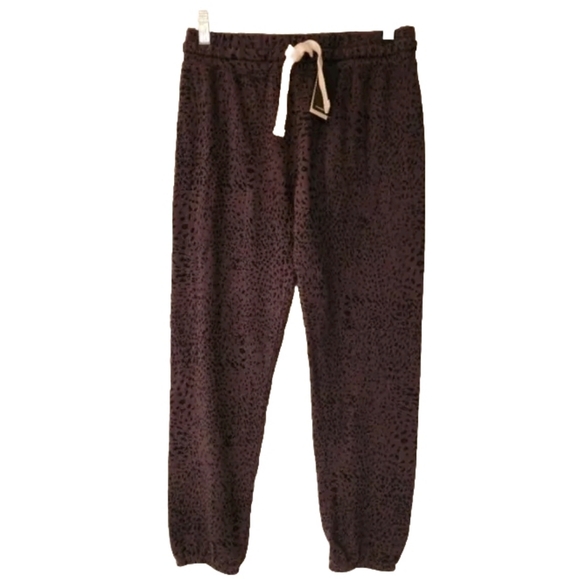 Monrow Pants - MONROW Mini Cheetah print joggers with drawstring in brown size XS